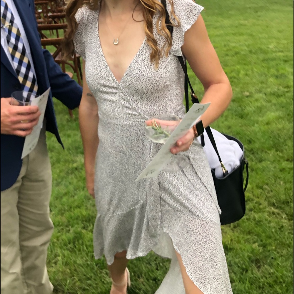 Abercrombie Short-Sleeve Ruffle Wrap Midi Dress